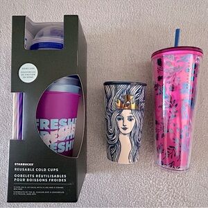 7 Starbucks reusable cold and hot cups